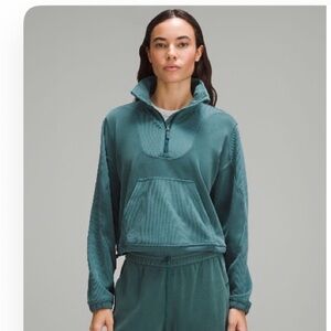 Lululemon Women's Half-Zip brushed soft stream ribbed Pullover sz 8